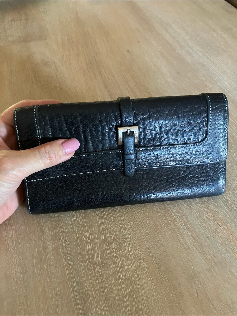 Cellini Club Black Leather Clutch Wallet